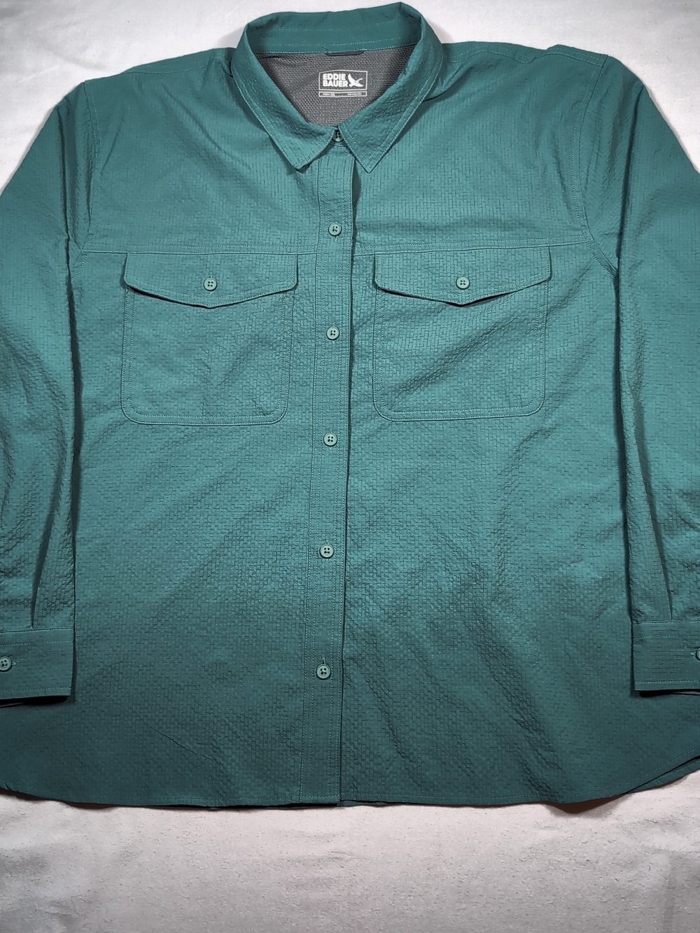 Eddie Bauer Women's Teal Button-Up Utility Shirt